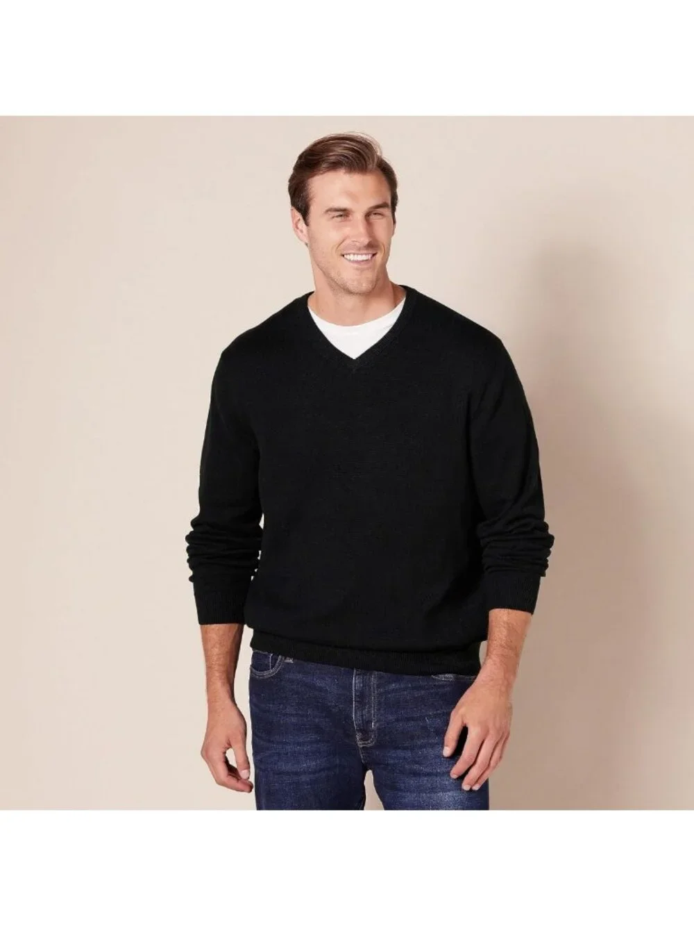 Cozy Men's Regular Fit Cotton V-Neck Pullover Sweater - Big & Tall Options